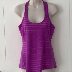 Athleta Magenta Pink Mixed Stripes Racer Back Scoop Neck Workout Tank Top S